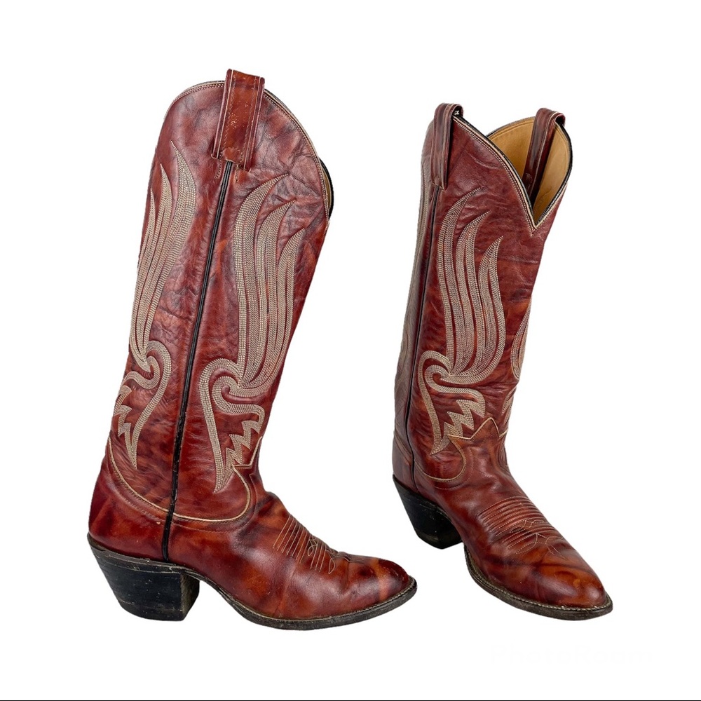 Tony Lama Gold Label Womens Western Cowgirl Boots Red Leather Sz 5 B